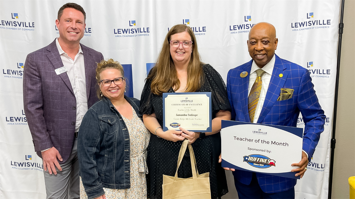  Coyote Ridge Elementary teacher Samantha Ballinger named Lewisville Chamber Teacher of the Month.